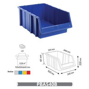 RackZone Storage Part Bin PA540 Grey 200h x 340w x 503d, details shown.
