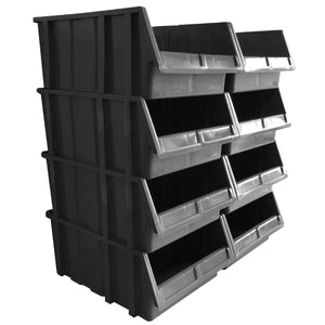 RackZone Storage Part Bins PA540, grey, 200x340x503mm, open fronts for organizing.
