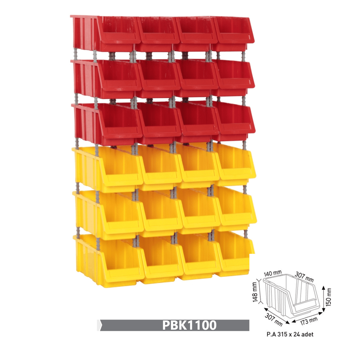 RackZone Storage Part Bins Kit—red/yellow, ideal small parts organiser.