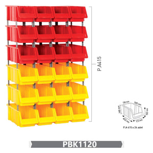 RackZone Storage Part Bins Kit 1120, red/yellow, for small parts organising.