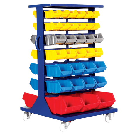 RackZone Heavy Duty 66 Part Bins Kit with castors for mobile storage.