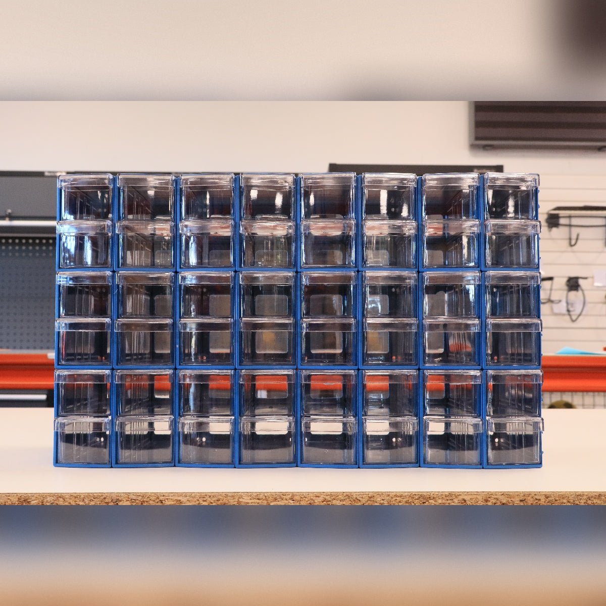 RackZone Pull Out Drawer set (96), blue, 270H x 920W x 170D, for workbenches.