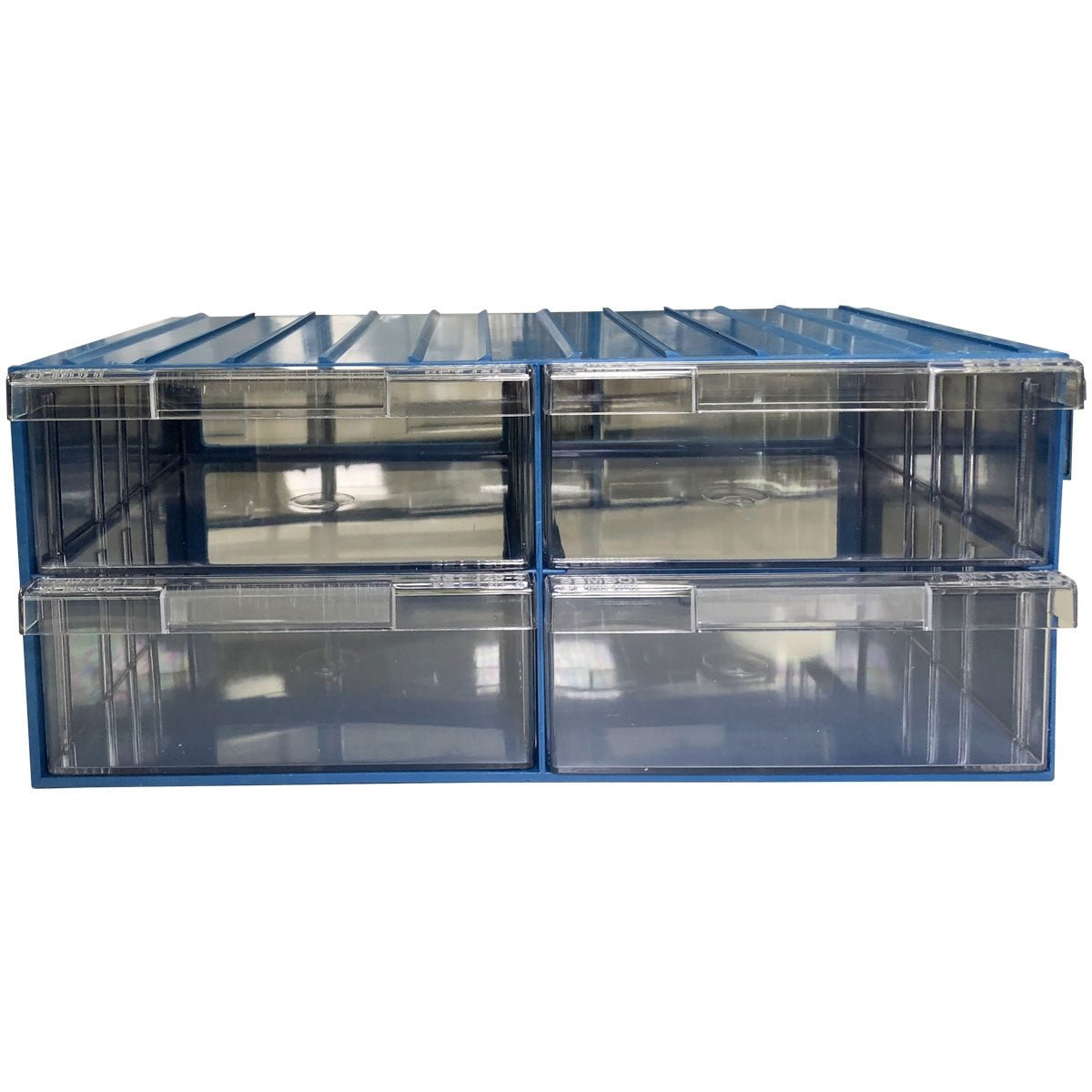 RackZone Plastic Drawer 32 Box in blue with four transparent pull-out drawers.