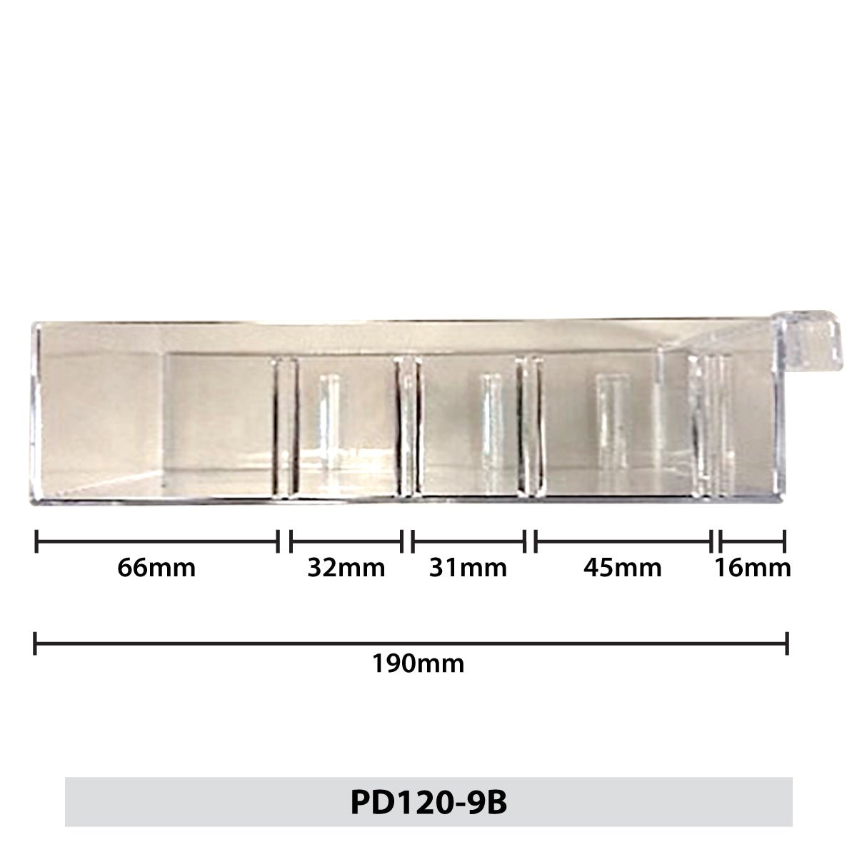 RackZone Plastic Drawer Dividers, 204x370x160mm, pack of 10, five sections.