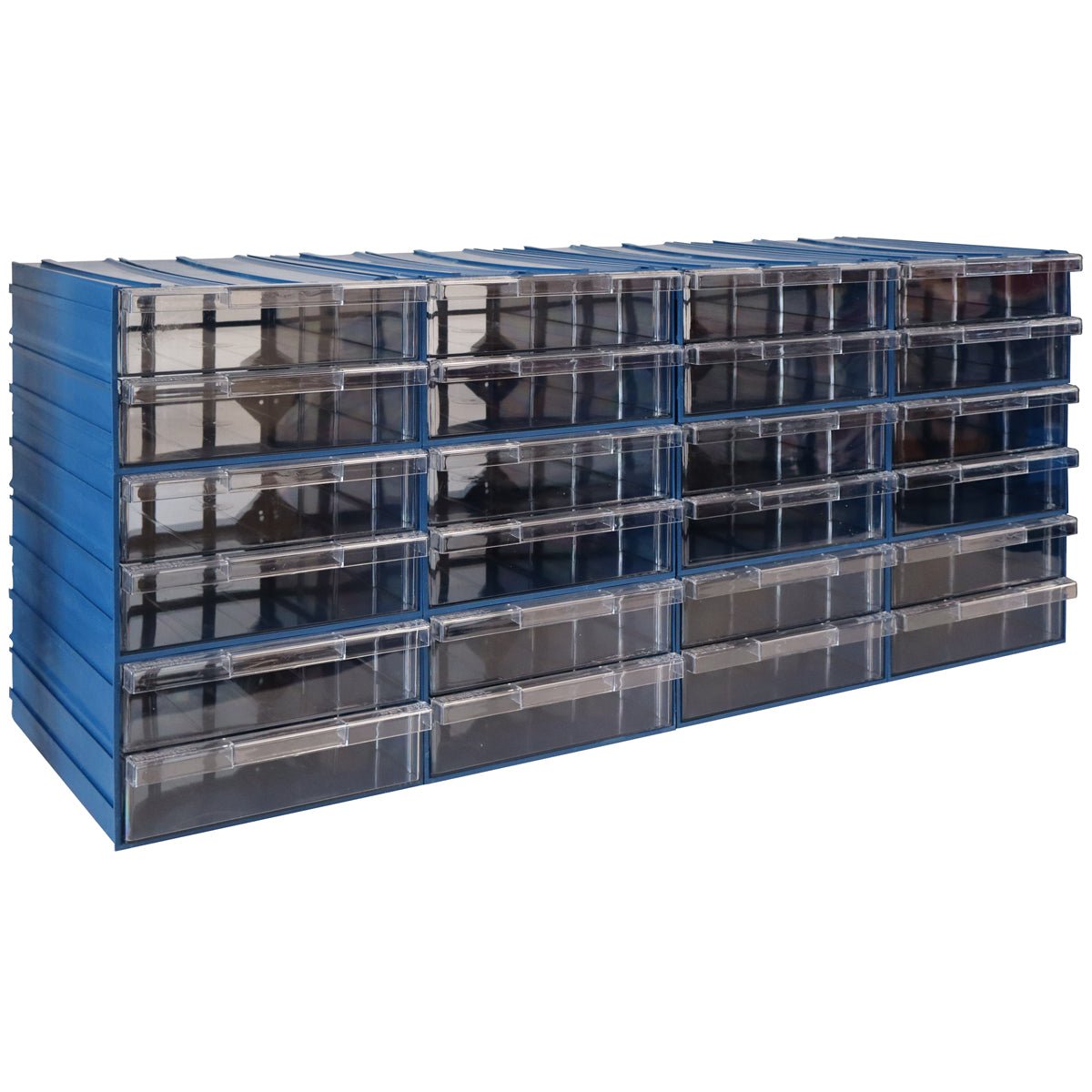 RackZone Plastic Drawer [24 Box] 303d x 260w x 113h Blue small parts organizer.