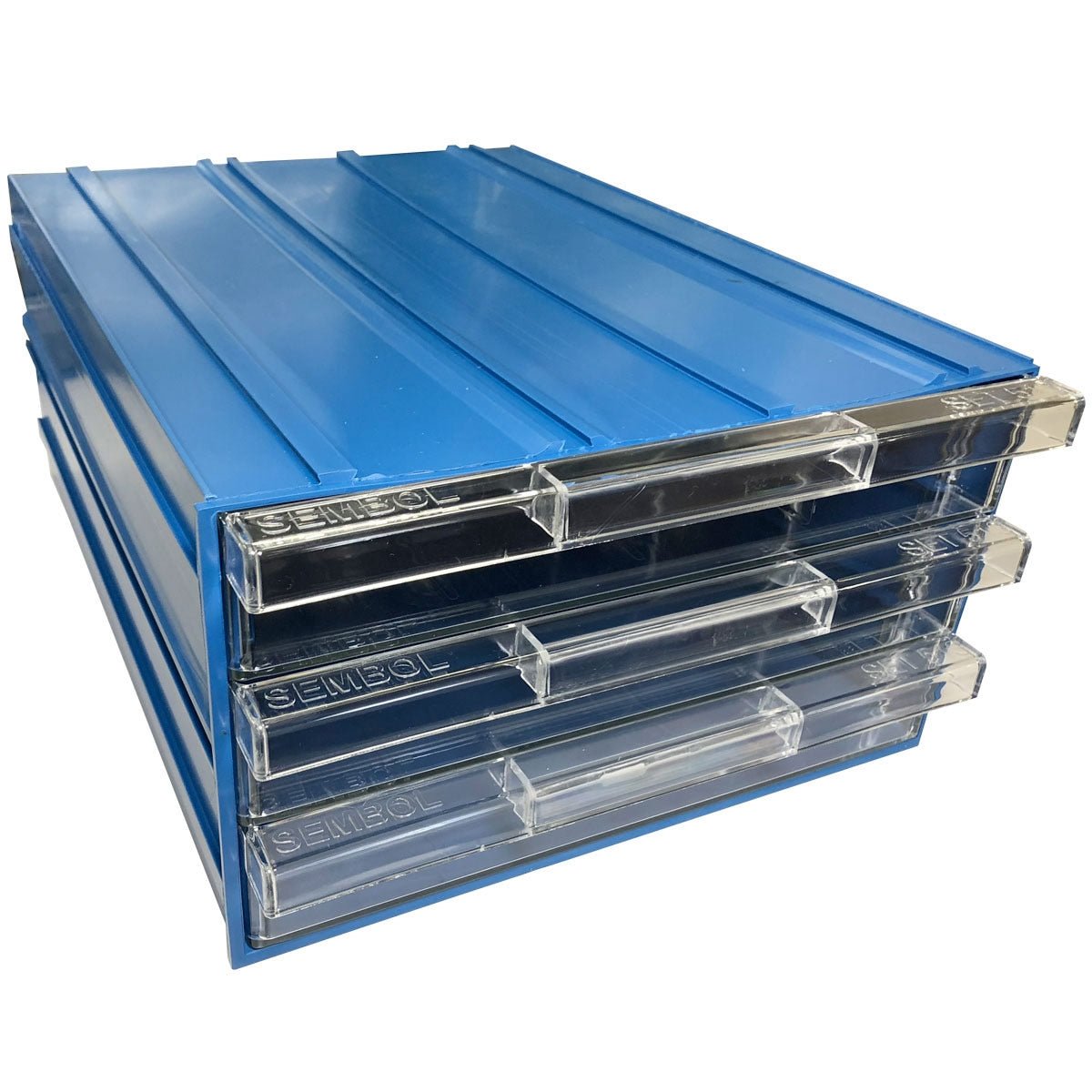 RackZone Plastic Drawer 36 Box, blue, clear front, ideal for small parts.