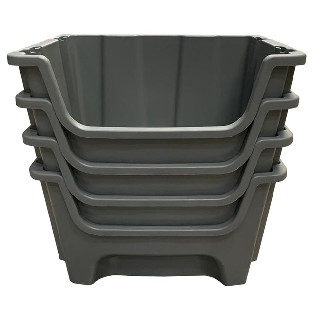 RackZone A500 grey picking bins (pack of 4) are stacked against a white background.