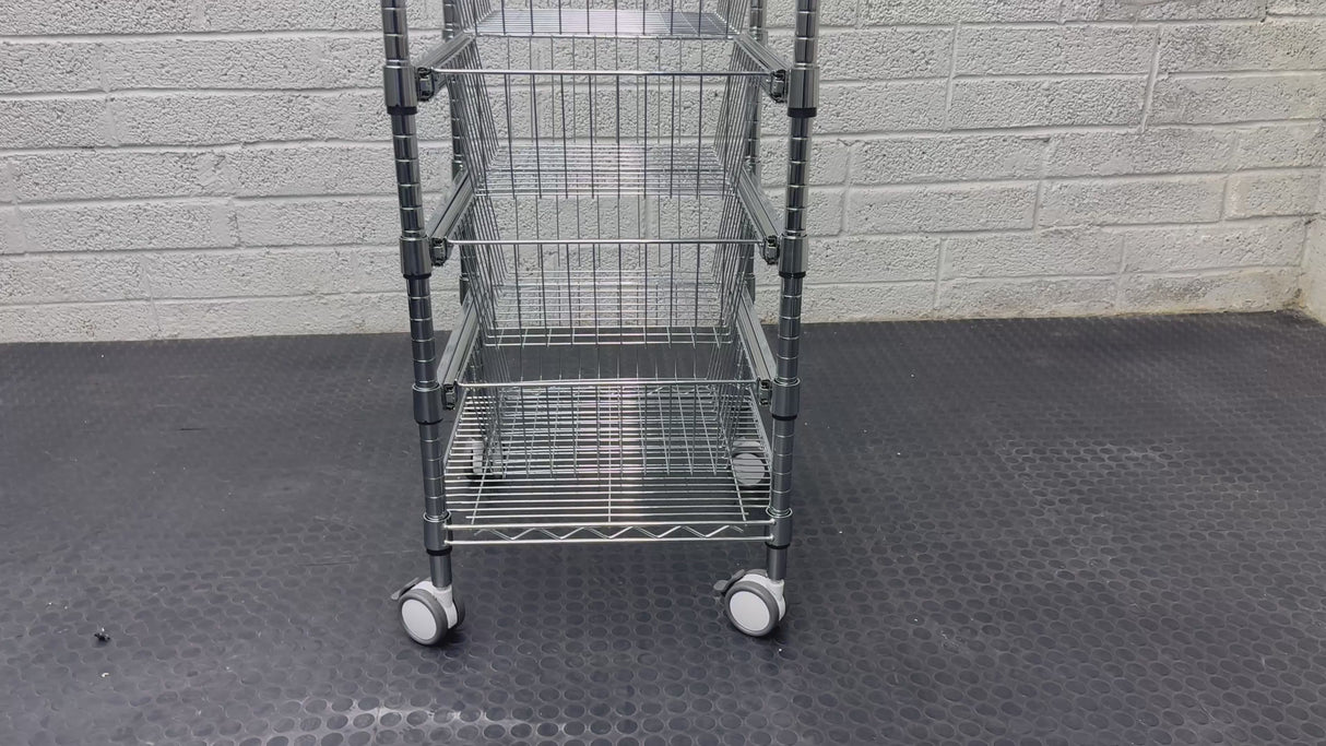 5 Tier Chrome Plated Basket Trolley 1250H x 450W x 450D
