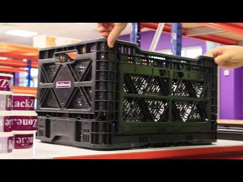 Foldable Picking Crate Lid 540d x 360w x 300h Black 48L