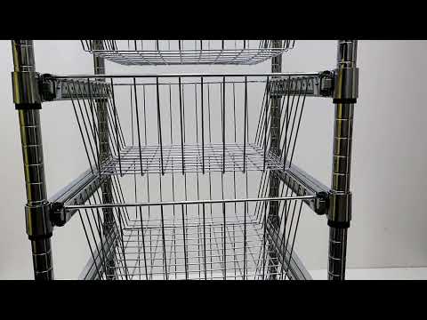 7 Tier Chrome Plated Basket Trolley 1530H x 460W x 460D