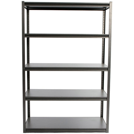 RackZone Rivet Shelving, 5 shelves, 1830h x 1220w x 610d, front view, empty.
