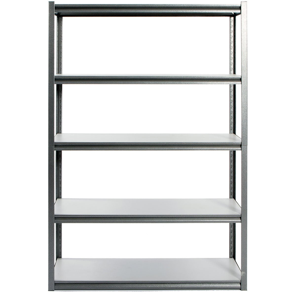 RackZone Rivet Shelving, 5 levels, 250kg UDL—ideal for garage or industrial use.