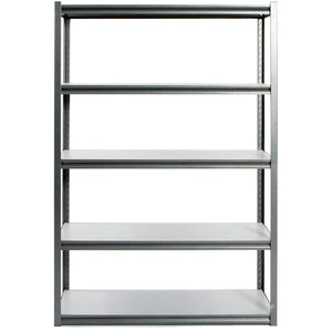 RackZone Rivet Shelving, 5 levels, 250kg UDL—ideal for garage or industrial use.