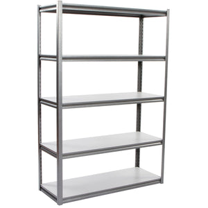 RackZone Rivet Shelving 1830h 5 Level, white shelves, empty and upright.