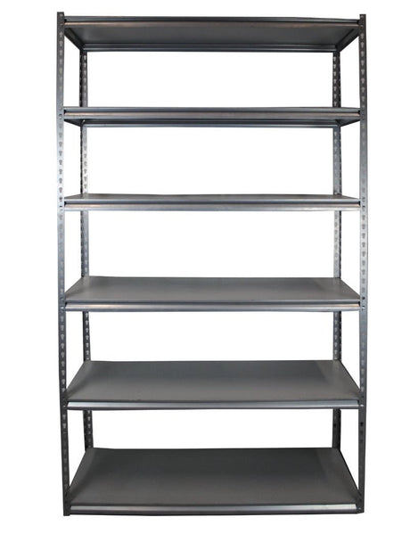 RackZone Rivet Shelving, 6-level, 250kg UDL, ideal for organized garage storage.