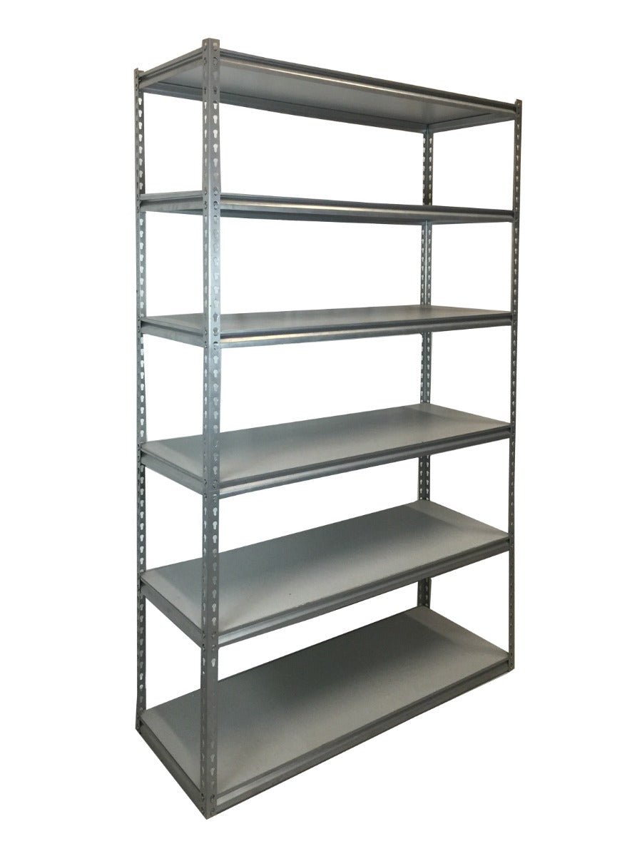 RackZone Rivet Shelving 6-level, 250kg UDL, timber shelves for garages.