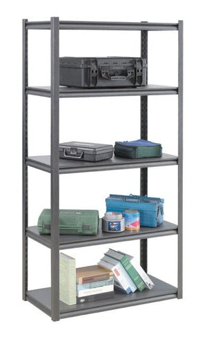 RackZone Rivet Shelving 5 Level holds boxes, bags, and cans—250kg per shelf.