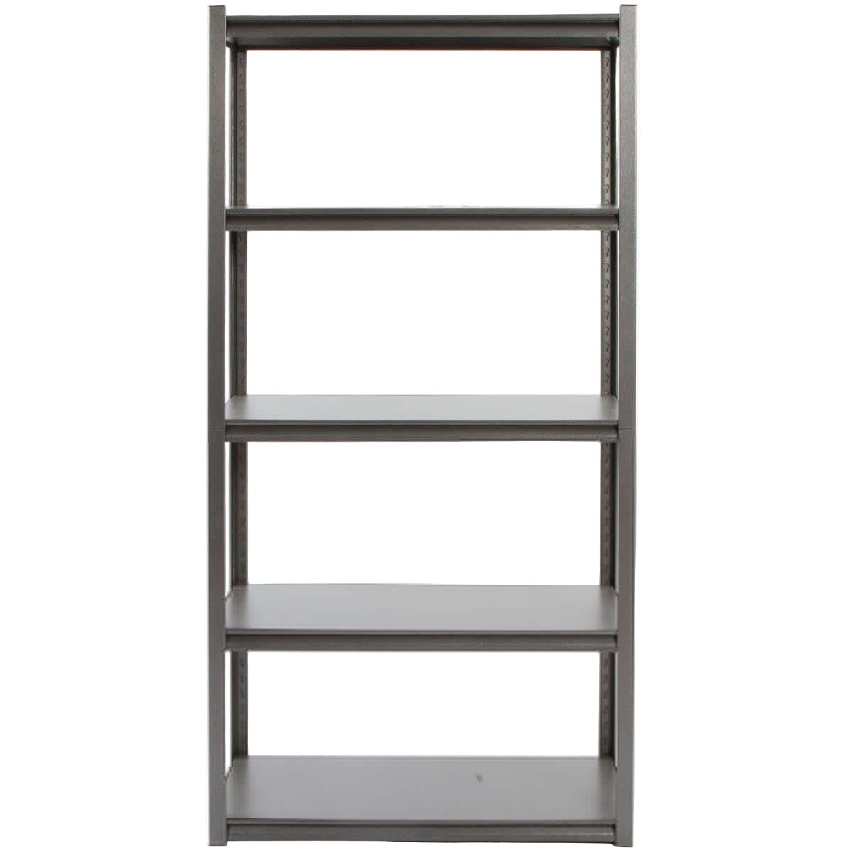 RackZone Rivet Shelving, 5-level, gray laminated timber shelves, 1830h x 914w.