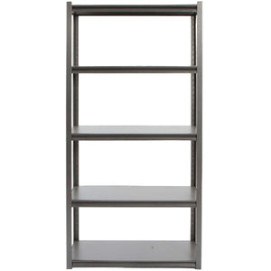 RackZone Rivet Shelving, 5-level, gray laminated timber shelves, 1830h x 914w.