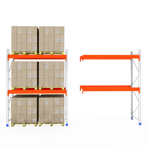 RackZone Pallet Racking 1100mm Depth - Starter: one stocked, one empty shelf.