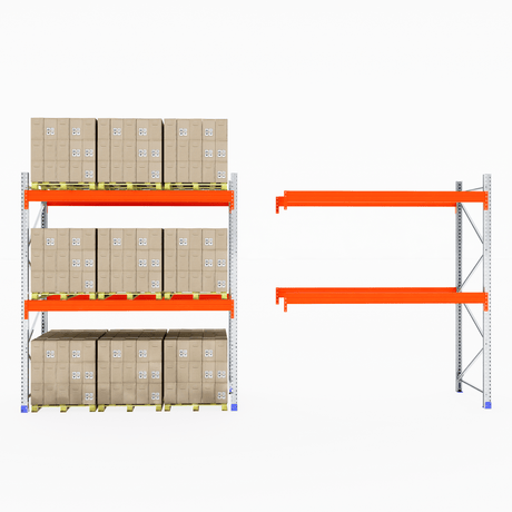 RackZone Pallet Racking 1100mm Depth - Starter: one full, one empty shelf shown.