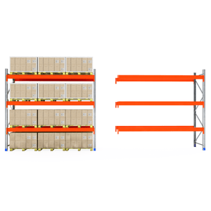 RackZone Pallet Racking 1100mm: boxes on one side, empty shelves opposite.