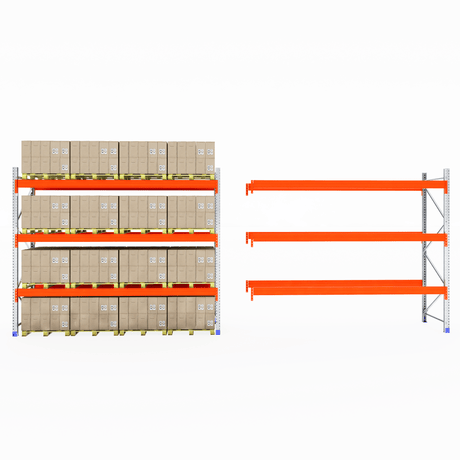RackZone Pallet Racking 1100mm: one shelf stocked, another shelf empty.