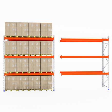 RackZone Pallet Racking 1100mm Depth - Starter and stacked warehouse boxes.