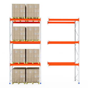 Boxes on shelves (left) and RackZone Pallet Racking 1100mm Depth (right).