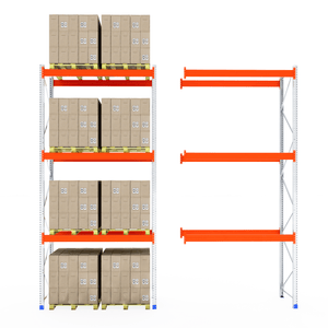 RackZone Pallet Racking 1100mm Extender: shelves left, empty racking right.