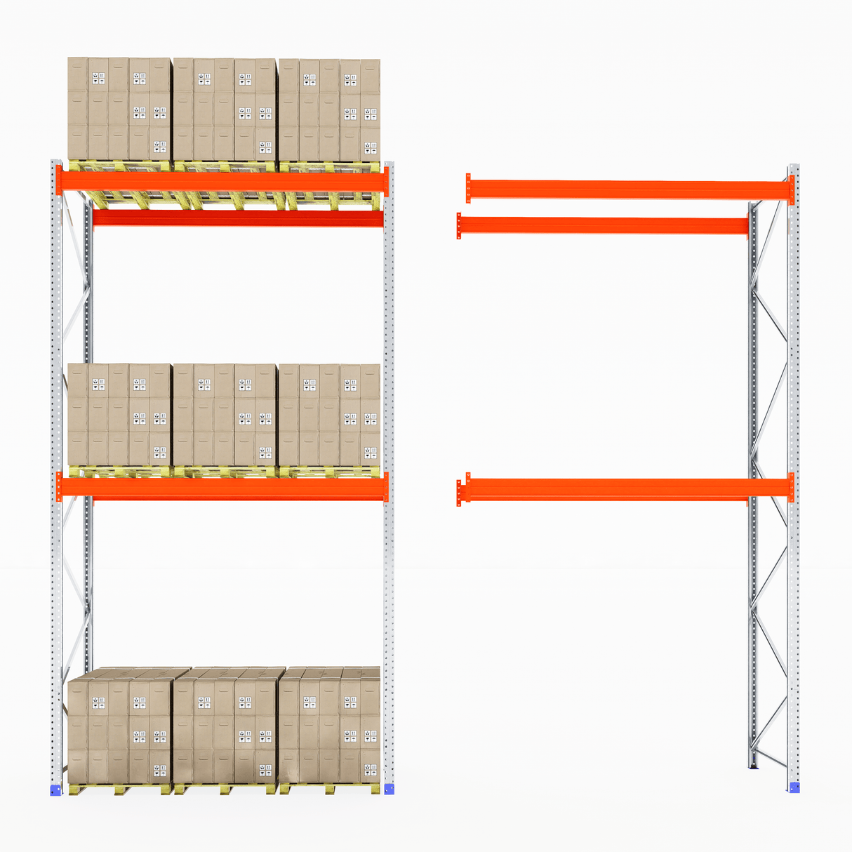 RackZone Pallet Racking 1100mm Depth - Starter with shelving and boxes.