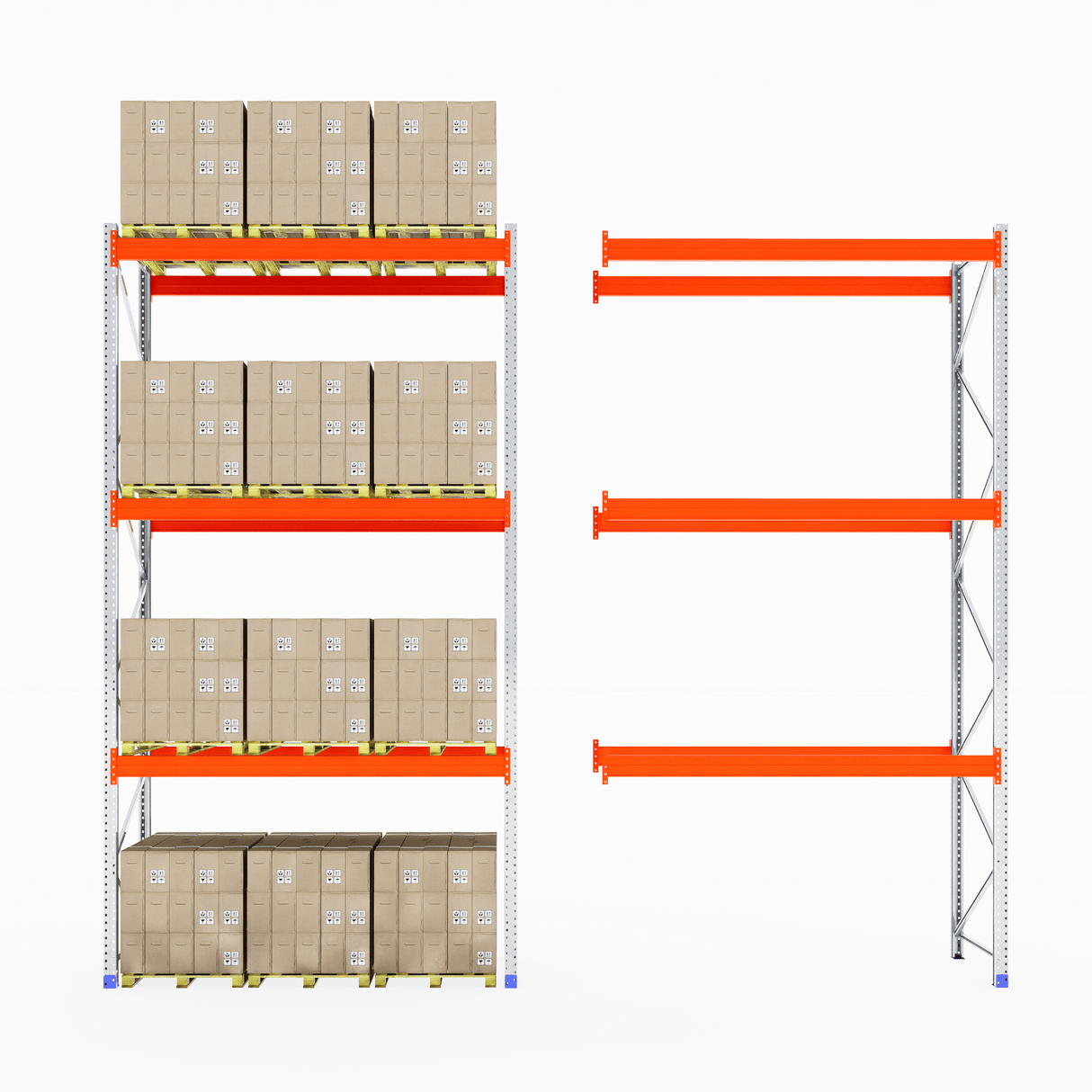 RackZone Pallet Racking 1100mm Depth - Starter with shelves and boxes.