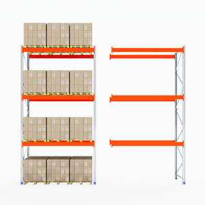 One empty RackZone Pallet Racking 1100mm Depth - Extender, one with boxes.