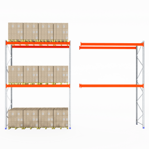 One shelf has RackZone Pallet Racking 1100mm full of boxes, the other is empty.