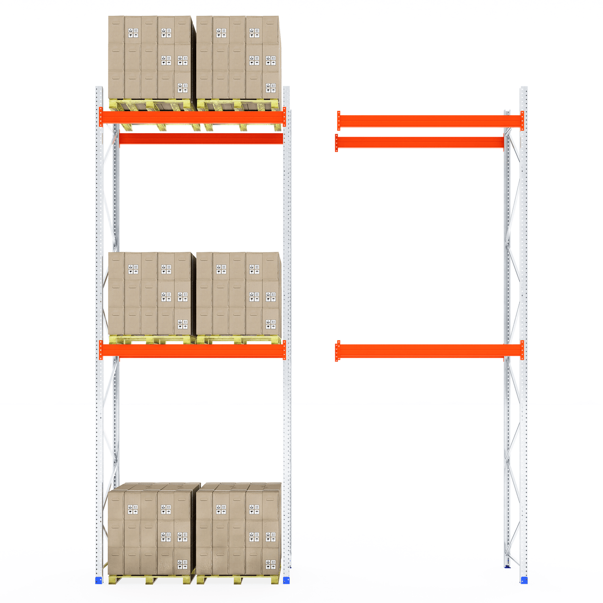 RackZone Pallet Racking 1100mm Depth Extender loaded with boxes, white background.