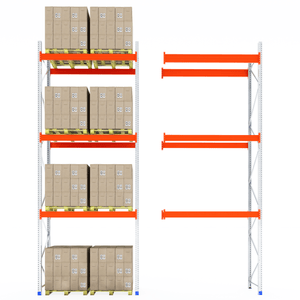 RackZone Pallet Racking 1100mm: one fully stocked, one empty.