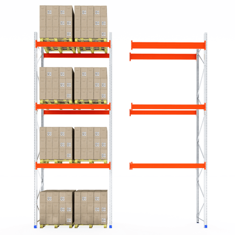 RackZone Pallet Racking 1100mm Depth - Extender beside shelves with boxes.