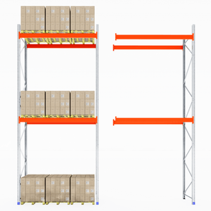Two RackZone Pallet Racking 1100mm racks: boxed and partially assembled.
