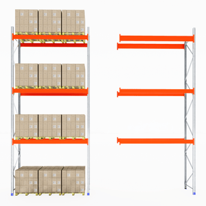 RackZone Pallet Racking 1100mm Depth - Starter with boxes and empty shelf.