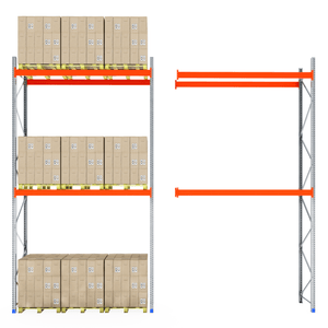 RackZone Pallet Racking 1100mm Starter: one loaded, one empty and part-built.