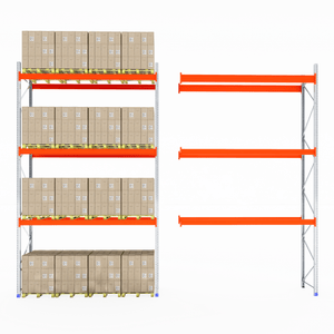 RackZone Pallet Racking 1100mm Depth Extender, left boxes, right empty racking.
