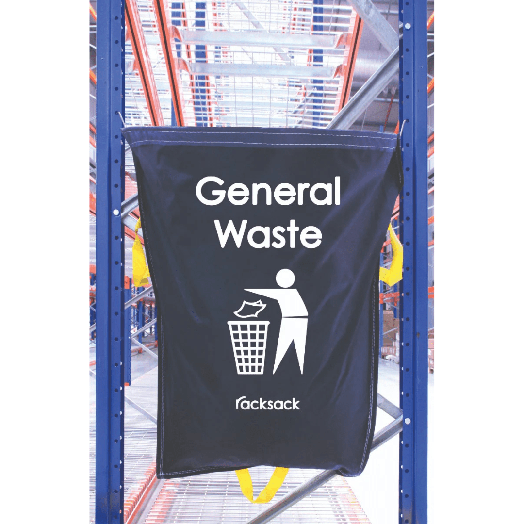 The RackZone Racksack General Waste - Blue with hooks hangs for easy emptying.