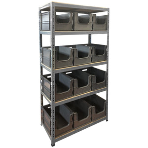 RackZone Value Shelving 175KG with 12 storage bins for easy organization.