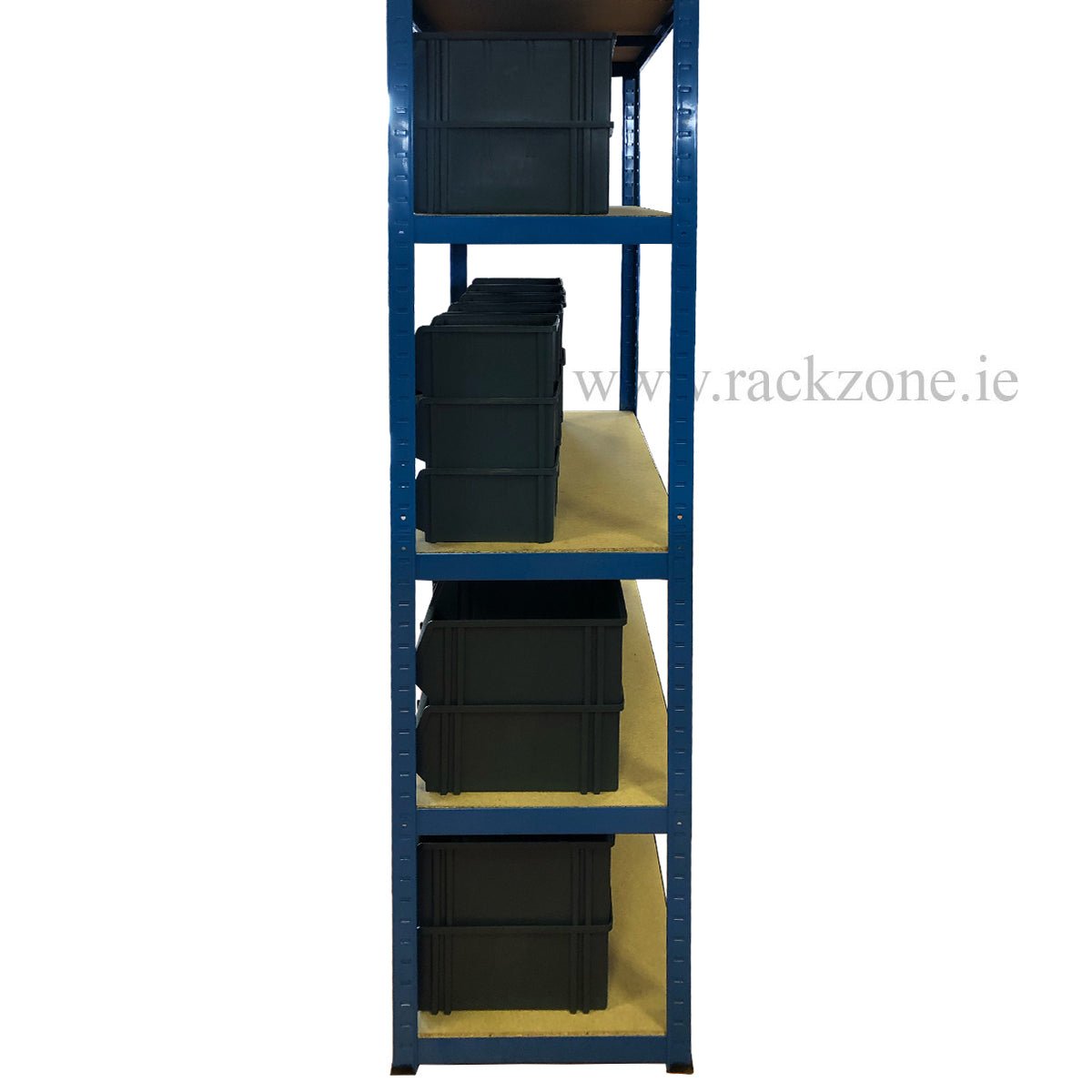 RackZone Value Shelving 175KG Grey with 45 bins keeps storage organized.