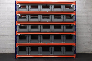 Storage Kit Longspan Shelving 600mm Deep With 30 Euro Picking Containers - RackZone