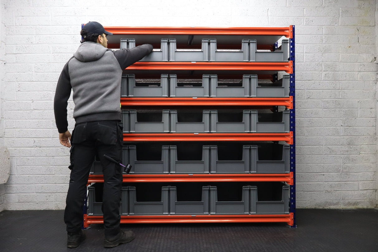Storage Kit Longspan Shelving 600mm Deep With 30 Euro Picking Containers - RackZone