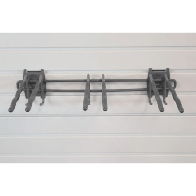 RackZone Slatwall Big Tool Rack with six angled prongs on a white wall.