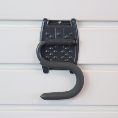 RackZone Slatwall Grip Hook mounted for shed organization.