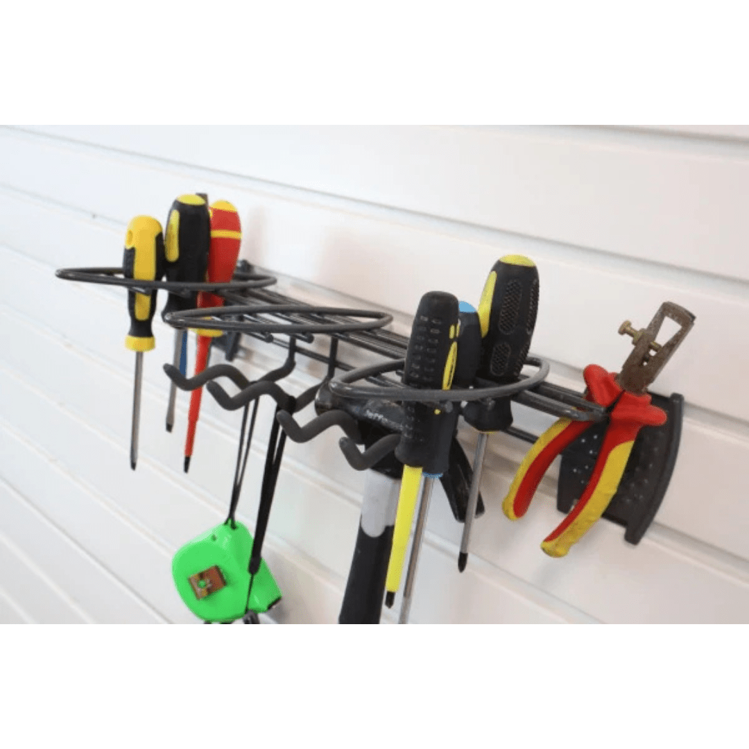 RackZone Slatwall Hand Tool Rack: ideal accessory for garden sheds.