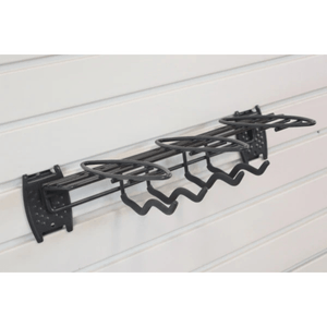 RackZone Slatwall Hand Tool Rack with 3 hooks for sheds or garages.
